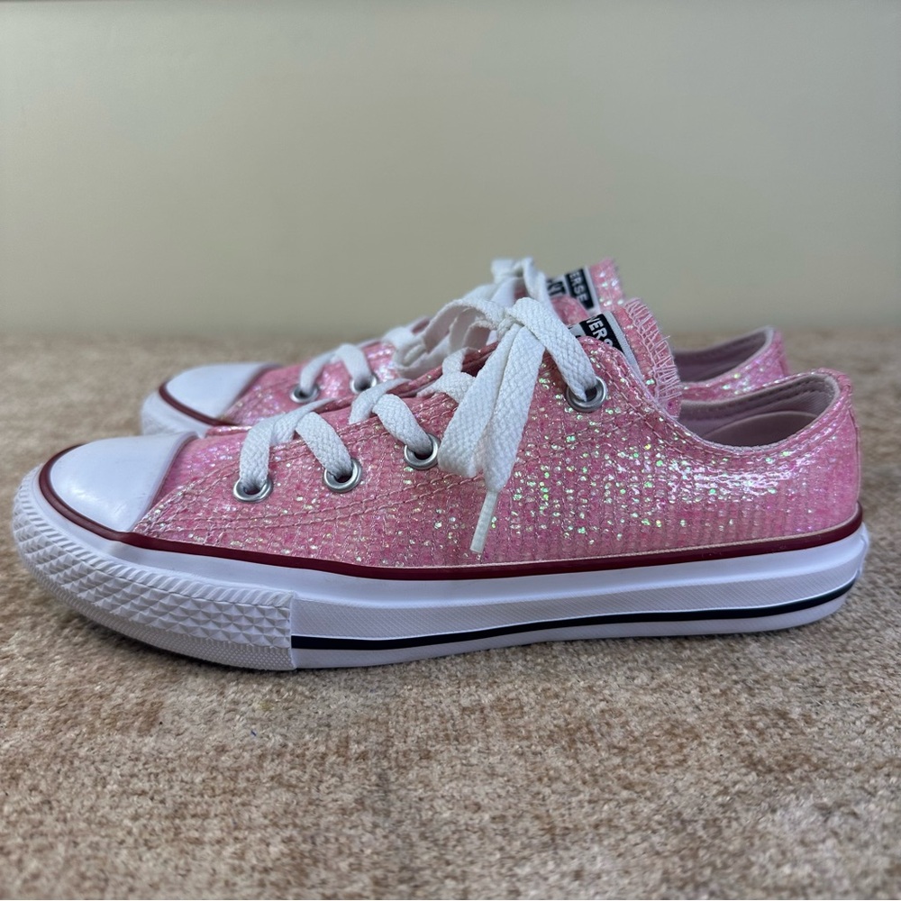 Converse Chuck Taylor All Star Pink Glitter Sneakers Girls Junior 2 - Picture 5 of 13